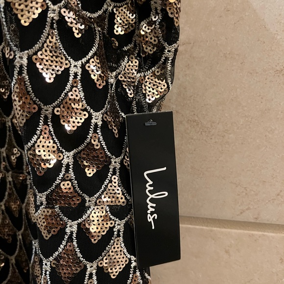 Lulus black and gold sequin mini - Picture 4 of 6